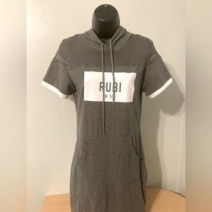 Grey And White Dress With Hood